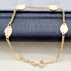 PULSERA HOJAS ORO LAMINADO 18K