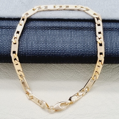 PULSERA ESPEJO ESLABON TROQUELADO ORO LAMINADO 18K