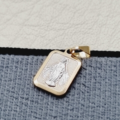 DIJE PLACA VIRGEN MILAGROSA BICOLOR 2CM ORO LAMINADO 18K