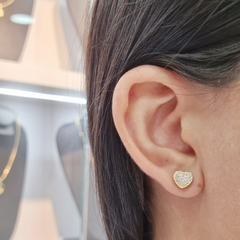 TOPO CORAZON MICROCIRCON CRISTAL ORO LAMINADO 18K - comprar online