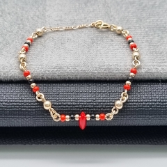 PULSERA ESPECIAL CORAL -BEBE ORO LAMINADO 18K
