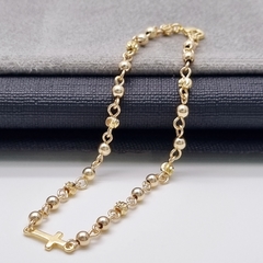 TOBILLERA B4MM CRUZ MINI ORO LAMINADO 18K