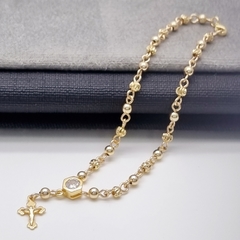 TOBILLERA B4MM DIJE HEXÁGONO -DIJE CRISTO PQÑ ORO LAMINADO 18K