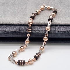 TOBILLERA ESPECIAL PIN B6MM ROSA CON TUBO CINTA ORO LAMINADO 18K - comprar online