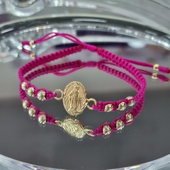 PULSERA TEJIDA DIJE VIRGEN MILAGROSA ORO LAMINADO 18K