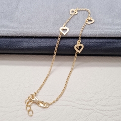 TOBILLERA DIJES CORAZONES ORO LAMINADO 18K