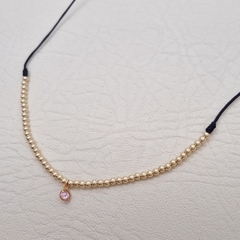 CHOKER HILO B3MM DIJE TIFFANY ROSA ORO LAMINADO 18K