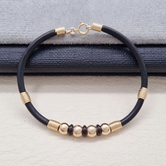 PULSERA CAUCHO ESPECIAL B6MM ORO LAMINADO 18K