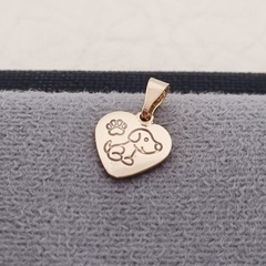 DIJE CORAZON PERRO ORO LAMINADO 18K