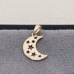 DIJE LUNA SILUETA ESTRELLAS ORO LAMINADO 18K