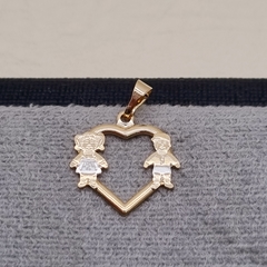 DIJE CORAZON NIÑO-NIÑA ORO LAMINADO 18K
