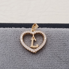 DIJE LETRA CORAZON DIAMANTADO ORO LAMINADO 18K - comprar online