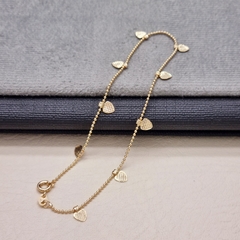 TOBILLERA MILITAR DIJES LAMINA CORAZON ORO LAMINADO 18K