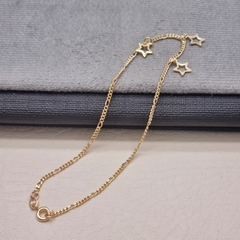 TOBILLERA 3X1 SILUETA 3 ESTRELLAS ORO LAMINADO 18K