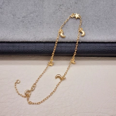 TOBILLERA ESTRELLA-LUNA EXTENSION ORO LAMINADO 18K