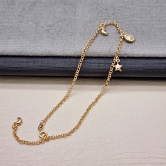 TOBILLERA DIJES ESTRELLA SOL-LUNA EXTENSION ORO LAMINADO 18K
