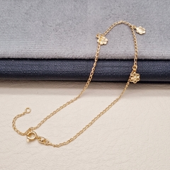 TOBILLERA DIJES FLOR 6 PETALOS EXTENSION ORO LAMINADO 18K