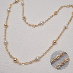 COLLAR TEJIDO ARGOLLA BALIN-PERLA ORO LAMINADO 18K