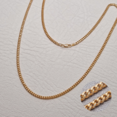 TEJIDO ESLABON CUBANO ORO LAMINADO 18K
