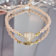 PULSERA DIJE CORAZÓN CON CIRCONIAS ORO LAMINADO 18K