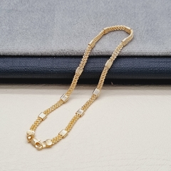 TOBILLERA CADENA CHINA BARRITA ORO LAMINADO 18K