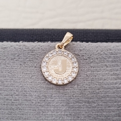 DIJE REDONDO LETRAS CIRCON ORO LAMINADO 18K - tienda online