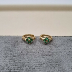 CANDONGA FLOR CIRCON VERDE ORO LAMINADO 18K