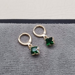 CANDONGA DIJE CUADRADO CIRCON 6X6 VERDE ORO LAMINADO