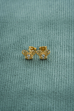 TOPO MARIPOSA FLIGRANA PIEDRA CIRCON ORO LAMINADO 18K - comprar online