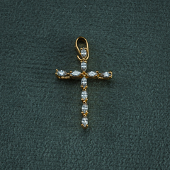 DIJE CRUZ CIRCON OVALOS ORO LAMINADO 18K