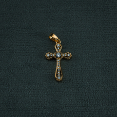 DIJE CRUZ REDONDA MICROCIRCON ORO LAMINADO 18K