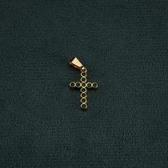 DIJE CRUZ CIRCON VERDE ORO LAMINADO 18K