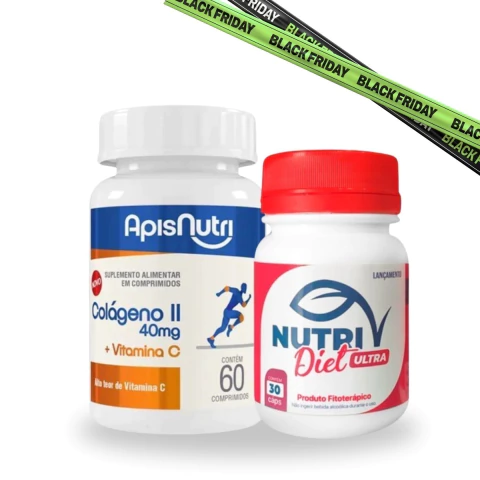 Nutri Diet Ultra 30 Cáps + Colágeno Tipo II Vitamina C 500mg 60 Cáps Original ApisNutri