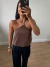 Blusa Frente única Chiffon Estela Marrom - comprar online