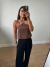 Blusa Frente única Chiffon Estela Marrom