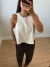 Blusa em Linho com Detalhes Bordados Areia - Lila Brand