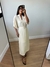 Vestido Longo Com Mangas Bege