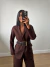 Blazer Maju Reto com Bolsos e Botões Frontais Marrom - comprar online