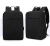 Moeda mochila preta com alças ajustáveis e design moderno, vista frontal e traseira.