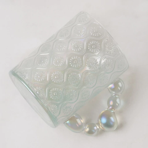 LINEA LUBA - 6 TAZAS DE VIDRIO CON LINEAS / ASA DE ESFERAS TORNASOL - comprar online