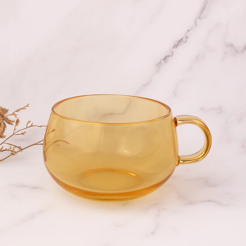 Tazas doble vidrio 250ml - con Manija transparente - Ambar - comprar online