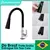 Torneira gourmet flexível com jato cone dupla, acabamento em preto e cromado, ideal para cozinha.
