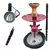 Kit completo de narguilé vermelho com acessórios, incluindo um vaso de vidro, mangueira, prato, e um aquecedor elétrico.