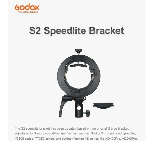 S2 SPEEDLITE BRACKET GODOX ADAPTADOR FLASH CAM A MONTURA BOWENS