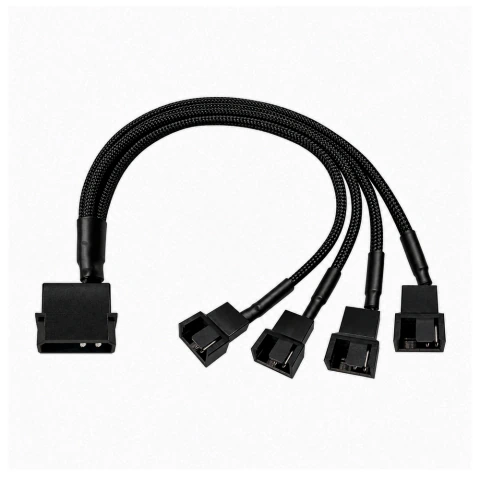 CABO ADAPTADOR COOLER FAN 3 E 4 PINOS 4 SAIDAS MOLEX SLEEVED