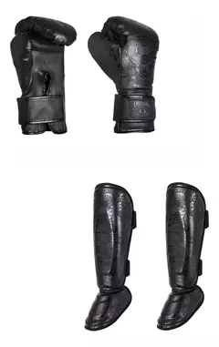 Combo Junior Guante + Tibiales Marca Dragons Kick Mma Thai