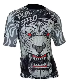 Rashguard white tiger Jiujitsu Mma Kick Thai Fight Effect