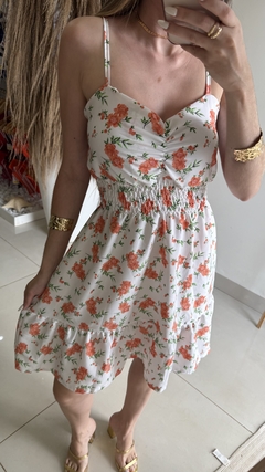 Vestido Iva Branco/Laranja - comprar online