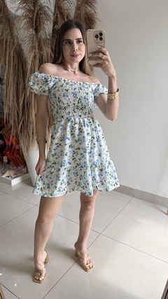 Vestido Princesa Off/Azul - comprar online