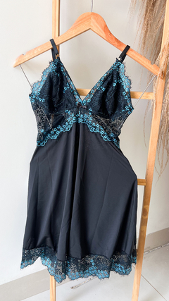 Camisola Renda G Preto/Azul - comprar online